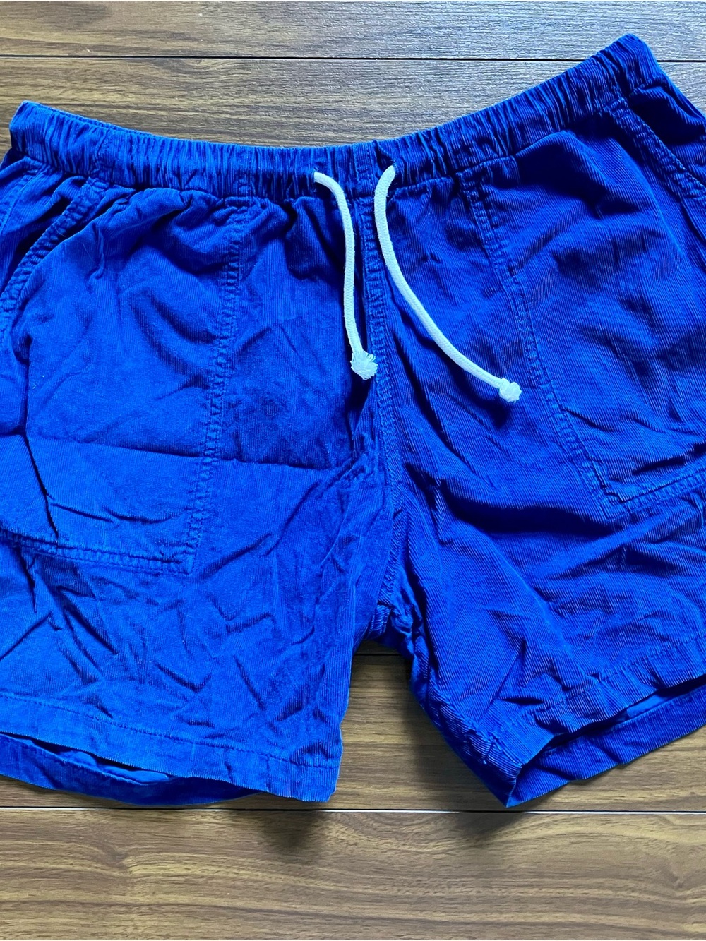 Men's La Paz Blue Corduroy Drawstring Shorts XL 100% Cotton